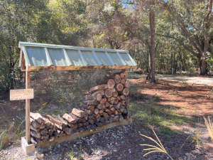 wood storage next to campsite